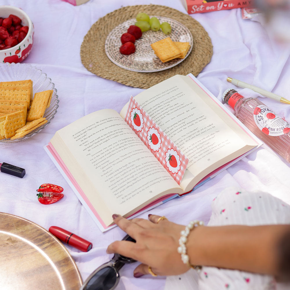 Strawberry Gingham Bookmark
