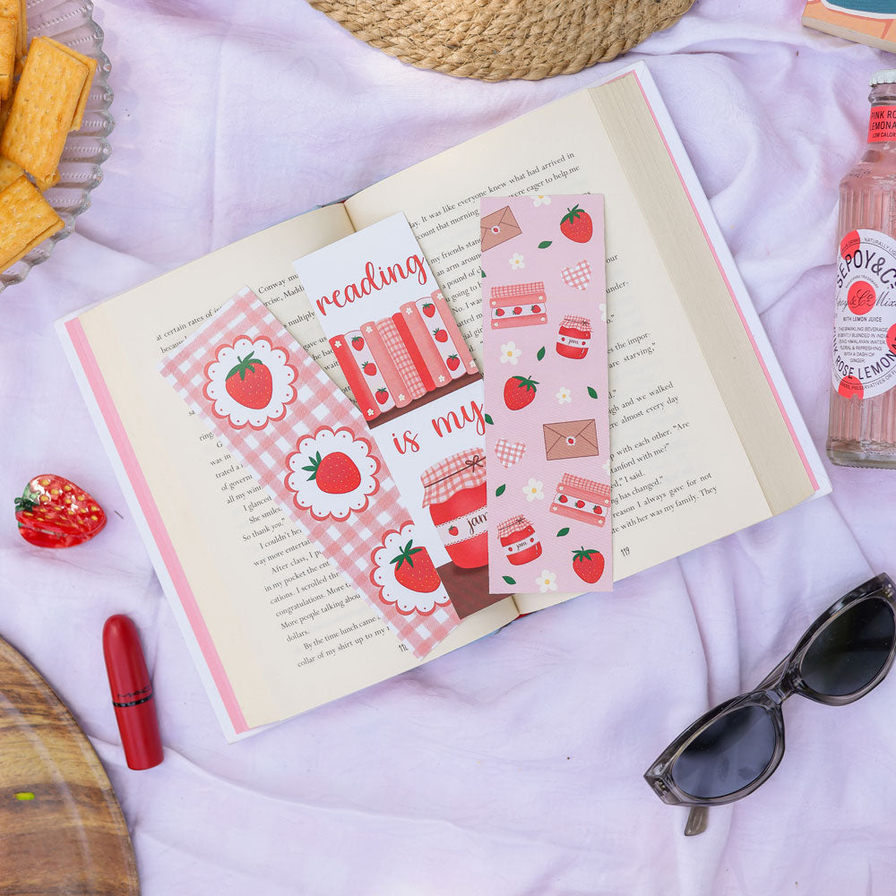 Strawberry Gingham Bookmark