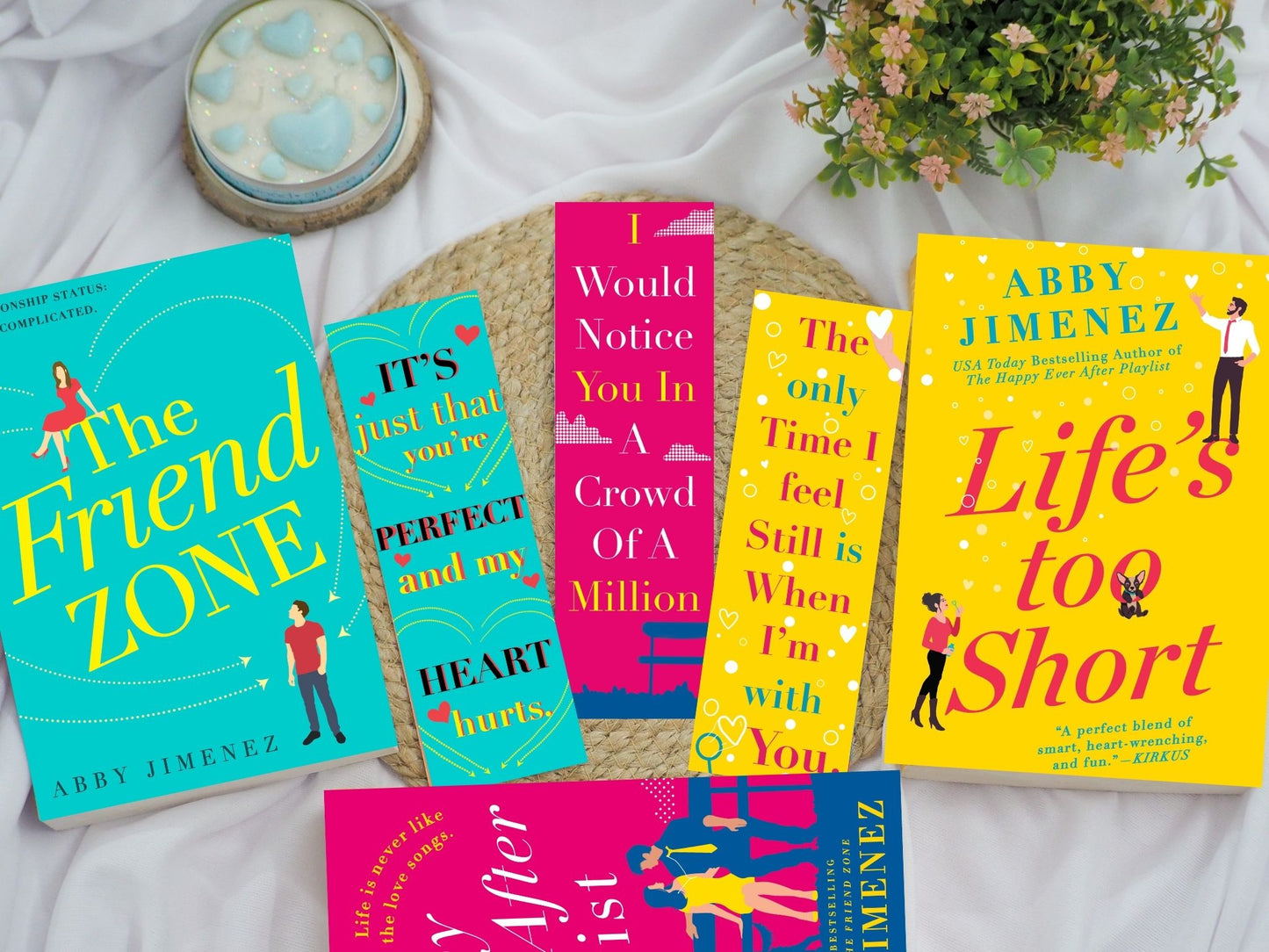 Abby Jimenez Bookmarks - The Friend Zone, The Happy Ever After Playlist, Life's Too Short (Set of 3)