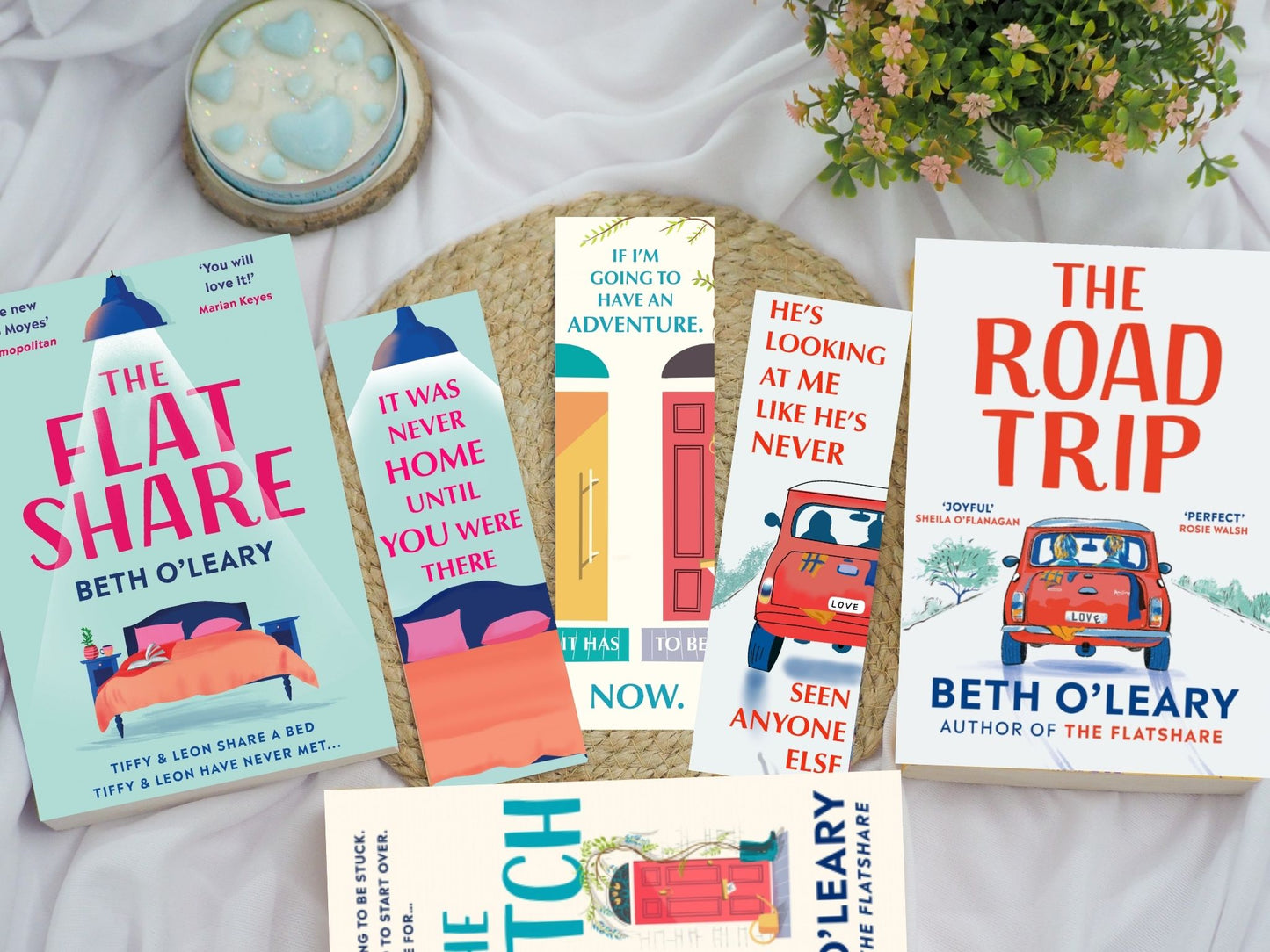 Beth O'Leary Bookmarks - The Flatshare, The Switch, The Roadtrip