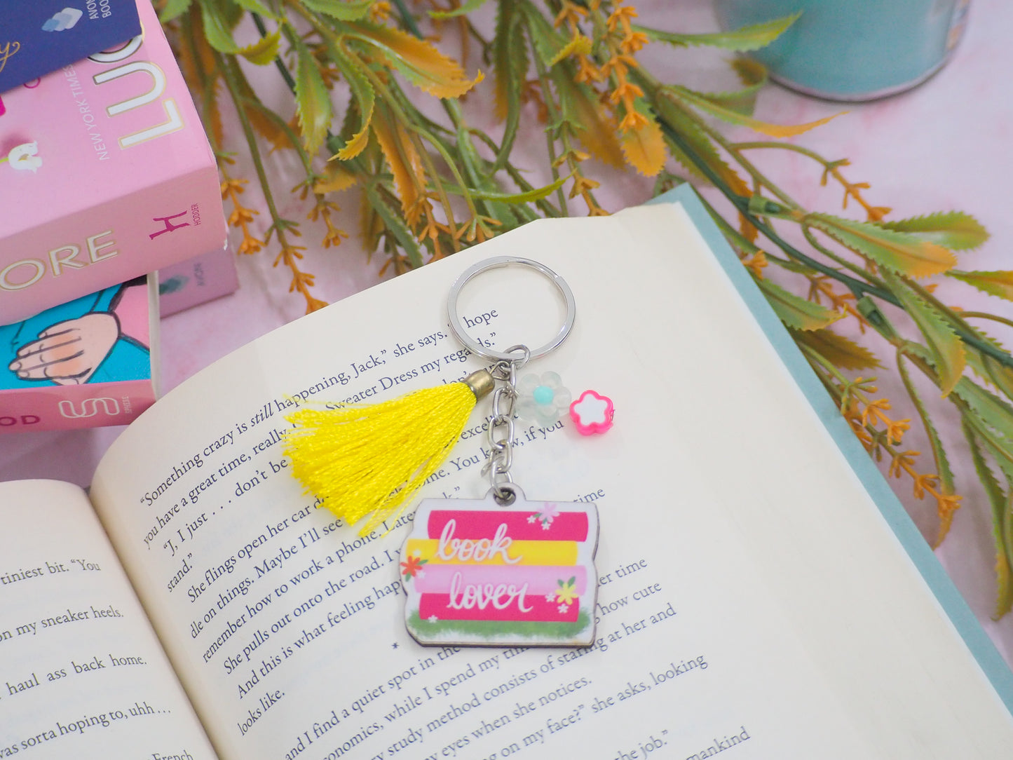 Book Lover Bookstack Keychain