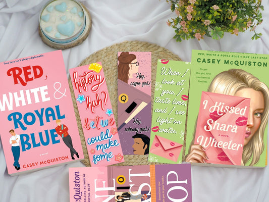 Casey McQuiston Bookmarks - Red White and Royal Blue, One Last Stop, I Kissed Sara Wheeler