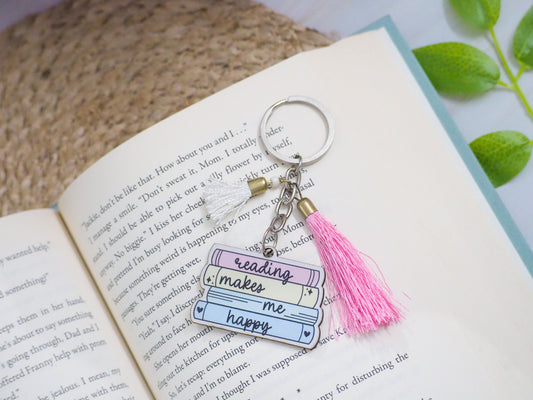 Reading Makes Me Happy Keychain