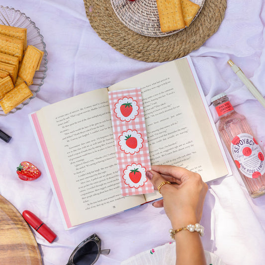 Strawberry Gingham Bookmark